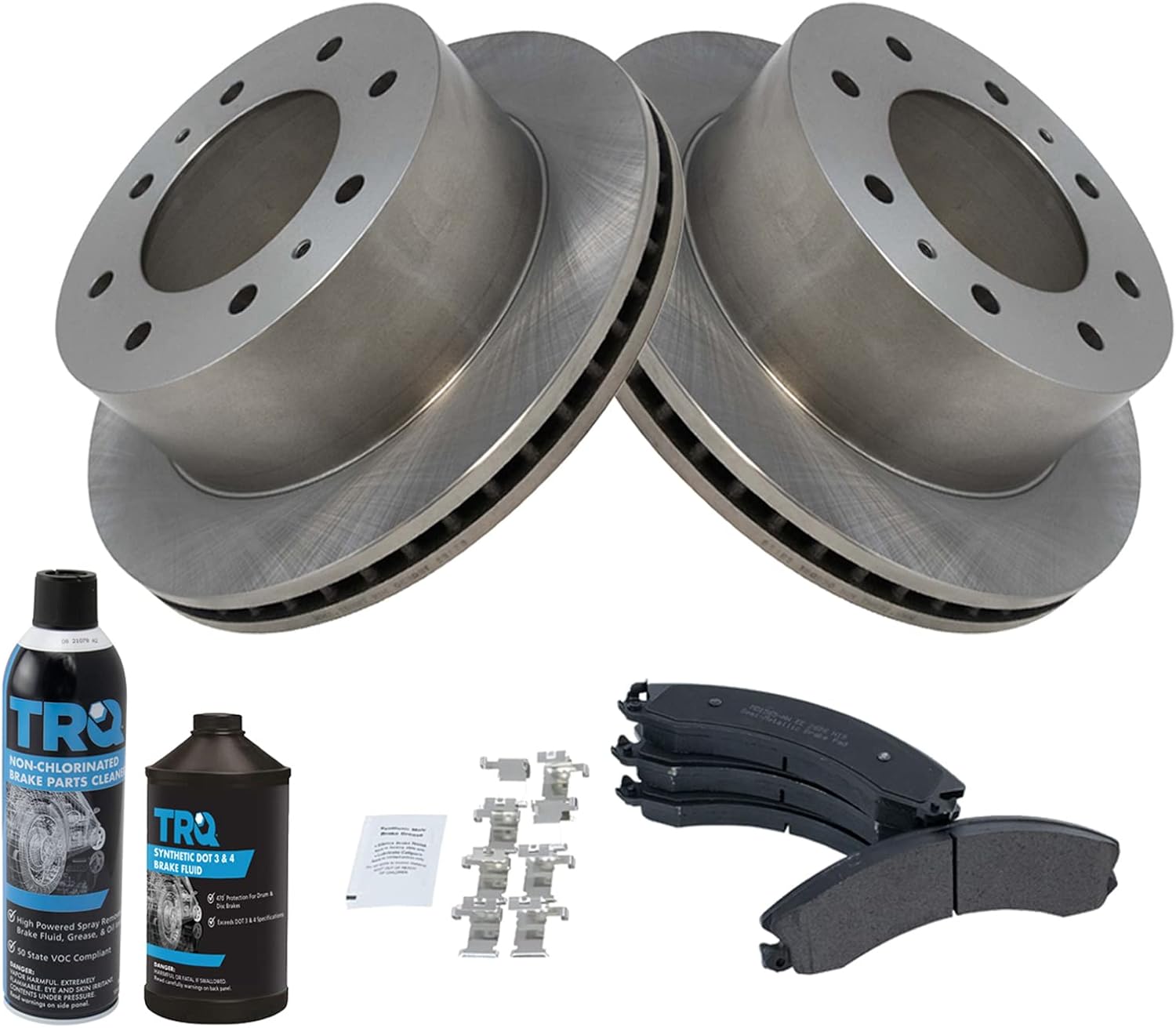 TRQ Rear Brake Pad & Rotor Kit Semi-Metallic Compatible with 2011-2019 Chevrolet Silverado 2500 HD Silverado 3500 HD 2016-2019 Suburban 3500 HD GMC Sierra 2500 HD Sierra 3500 HD