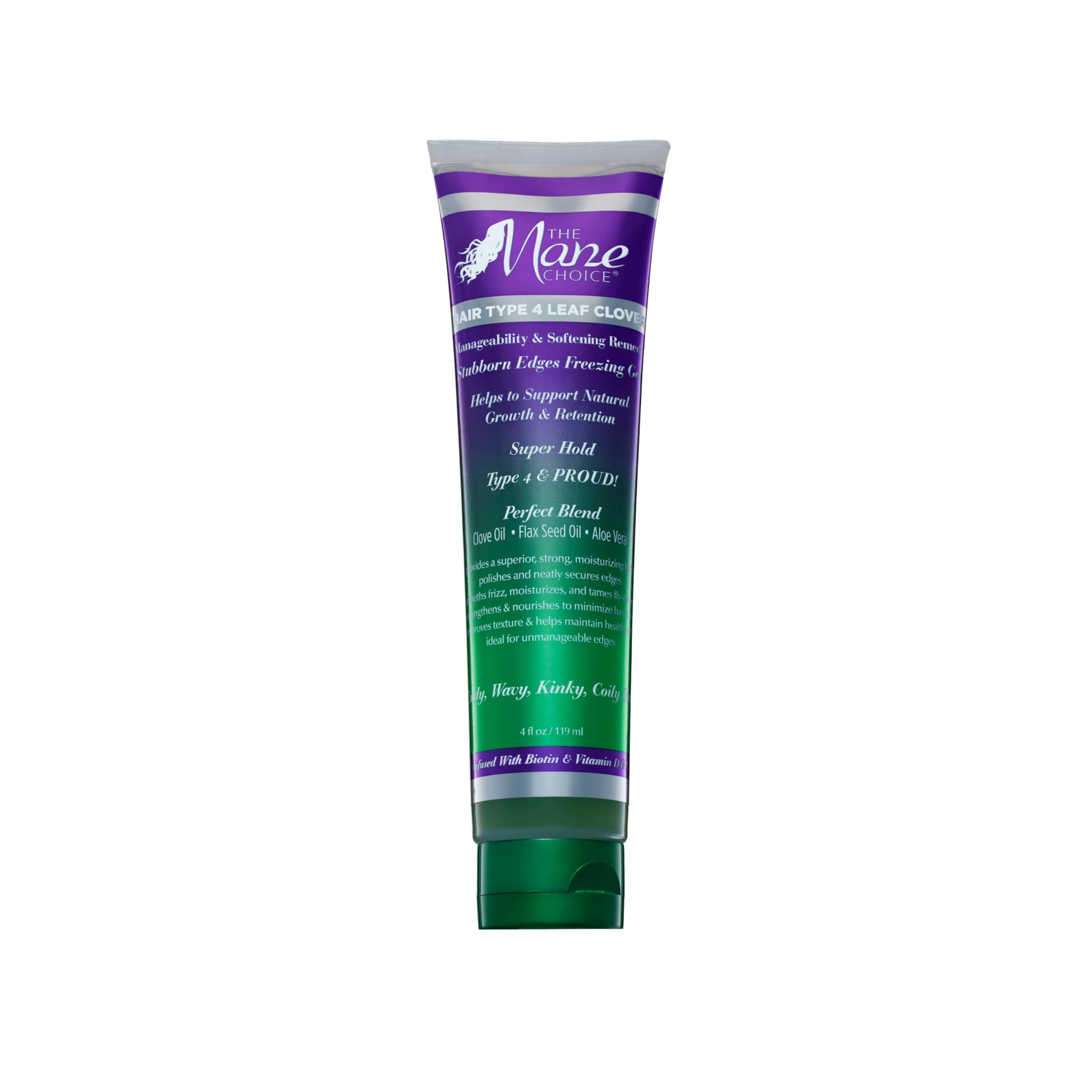 The Mane Choice Hair Type 4 Leaf Clover Edge Control Freezing Gel (4 oz), 4c Hair Products for Locs, Curly Hair, Coily Hair & Wavy Hair