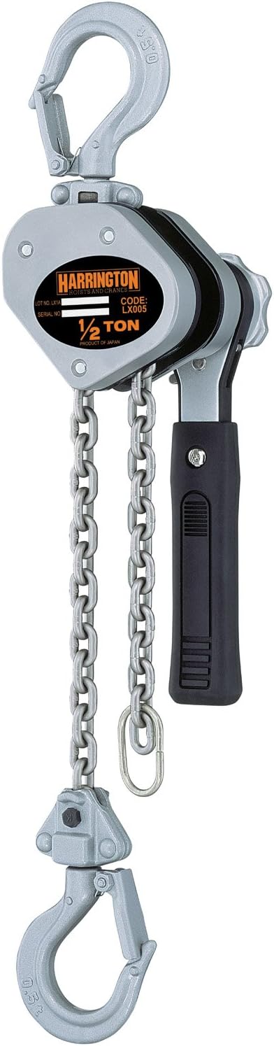 Harrington LX Lever Hoist, Hook Mount, 1/4 Ton Capacity, 10' Lift, 8.1" Headroom, 5.9" Lever Length, 0.8" Hook Opening