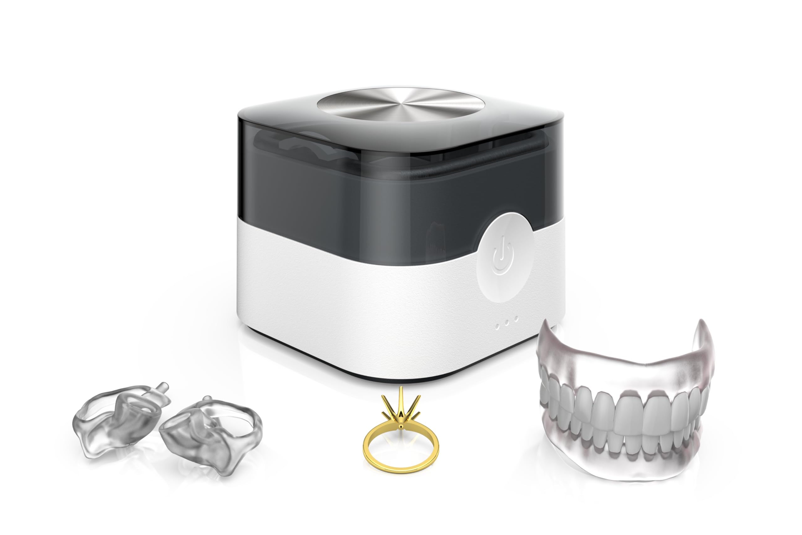 flow-med u-sonic 3 - Ultraschallreinigungsgerät - Wiederaufladbarer Akku | Ultraschallgerät Ohrpassstücke, Gehörschutz & Otoplastiken - Integrierter Akku - 360° Reinigung - 125ml Edelstahl – Behälter