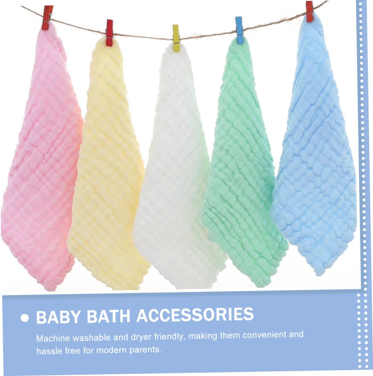 Abaodam 5pcs Cotton Burp Towels Soft Multi-Layer Boy Girl Washcloths for Newborn Care for Teething and Bathing and Machine Washable Yellow Green White