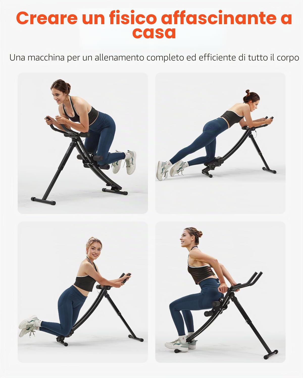 VEVOR AB Workout Machine, Attrezzatura per Core Allenamento Addominale, Capacità 200 kg, Allenamento della Forza Ab Cruncher, Attrezzo Pieghevole Regolabile per Esercizi Fitness in Palestra a Casa