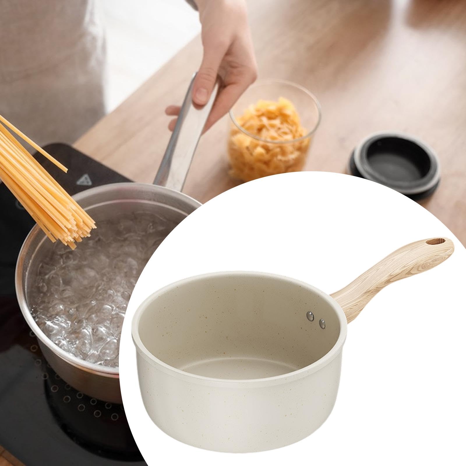 Pentola per Latte, Pentola per con Manico Lungo, Multiuso, Antiaderente, Piccola, Pentola per Zuppa, per Fornelli, Hotel, Induzione, Campeggio, 16 Cm Senza