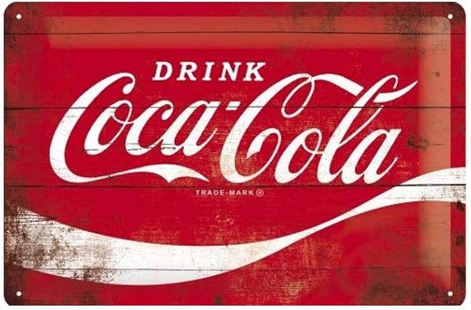 NOSTALGIC-ART 10275 COCA-COLA Logo Red Wave Carte en métal Multicolore