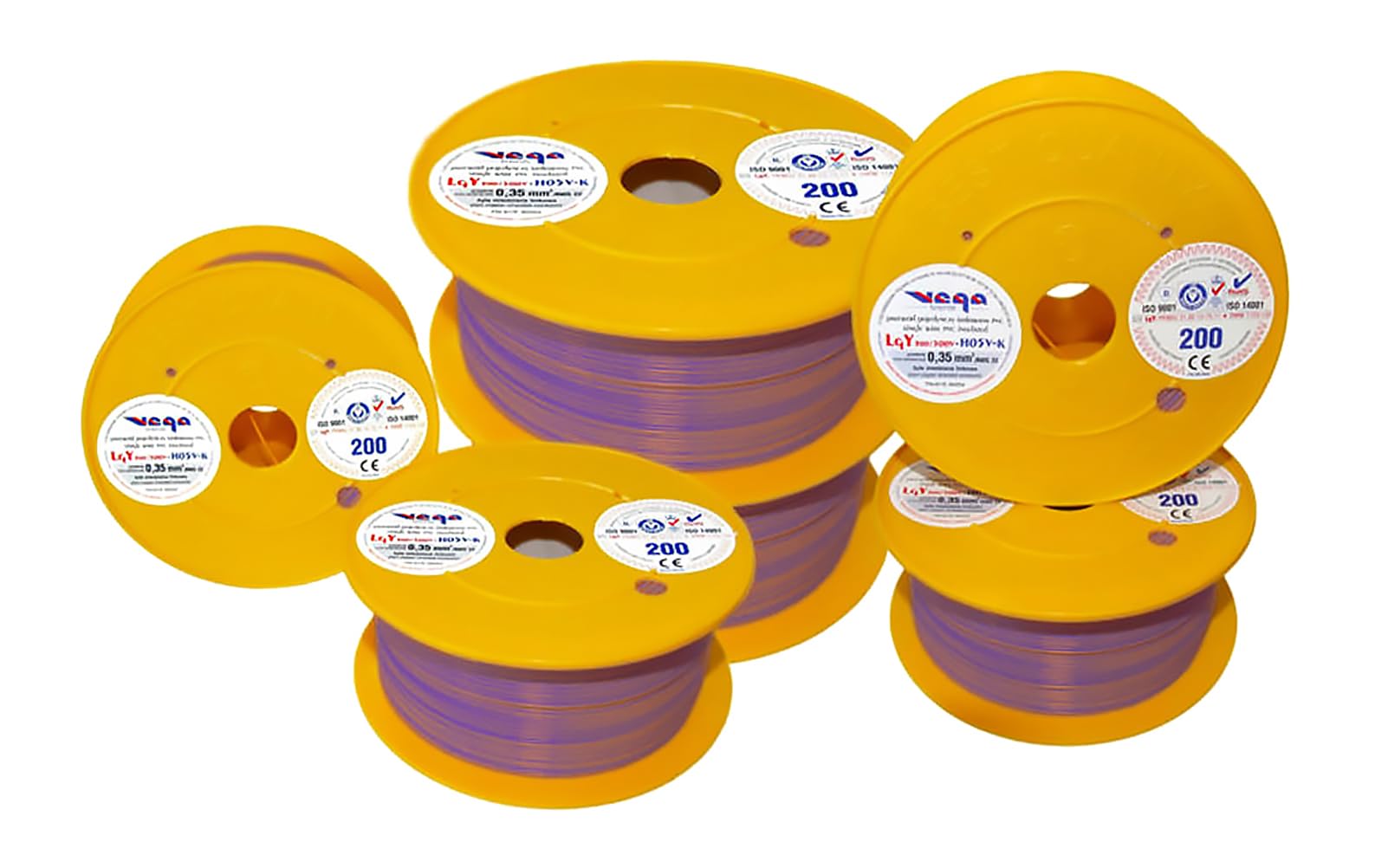 Przewód pojedynczy LGY/ H05V- K 0,35 mm2 200 m Kolor: pomarańczowy/fioletowy