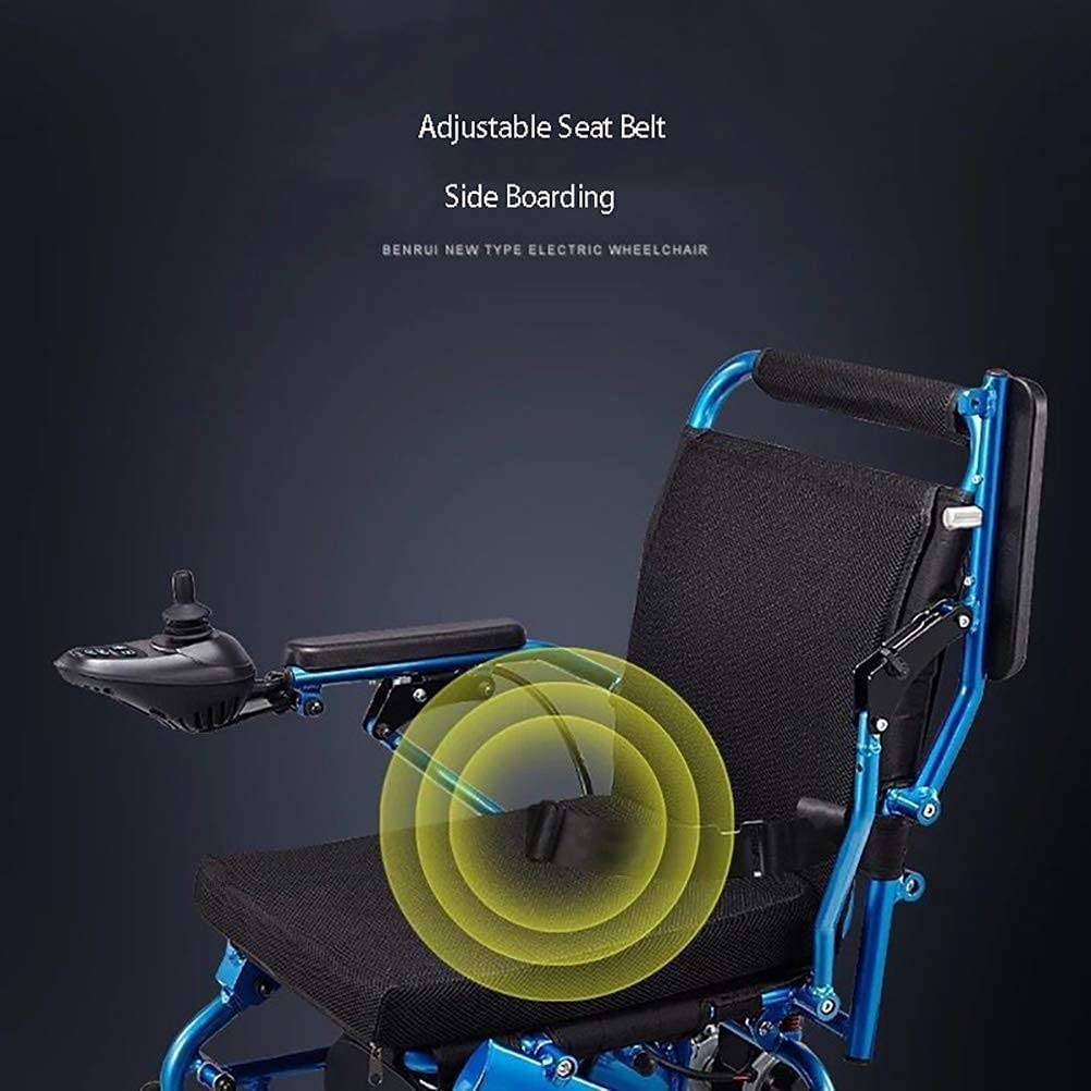 Sedia Rotelle Elettrica Pieghevole Leggera Sedia Rotelle Motorizzata Elettrica per Impieghi Gravosi con Telecomando, Sedia Rotelle per Aiuti alla Mobilità per Anziani Disabili Blue