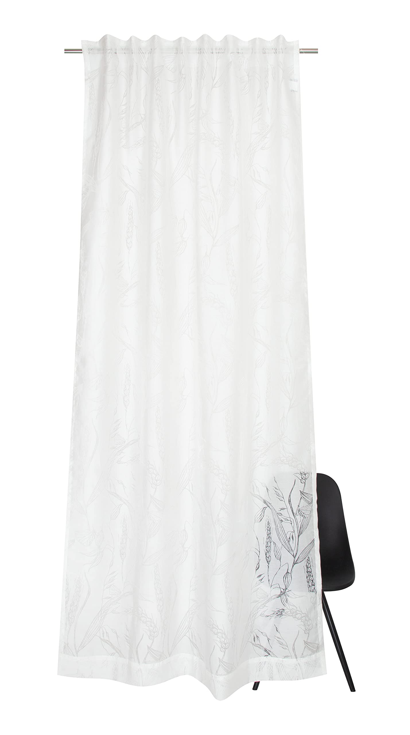 Schöner Wohnen Kollektion Cortina de grano 130 x 250 – Juego de 2 cortinas semitransparentes, mezcla de algodón, color blanco