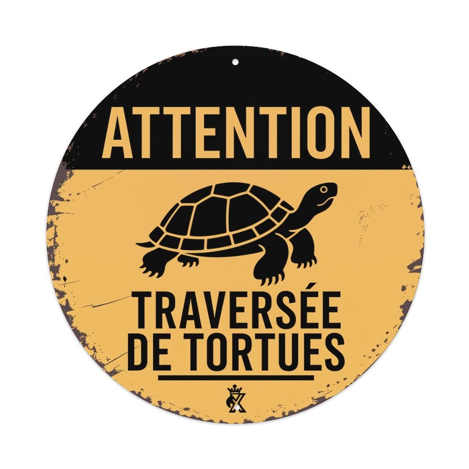 Attention Turtle Crossing Sign Round Tin Sign Vintage Metal Poster Retro Bar, Home, Man Cave, Kitchen, Laundry Room Wall Art Decor Gift 8x8Inch