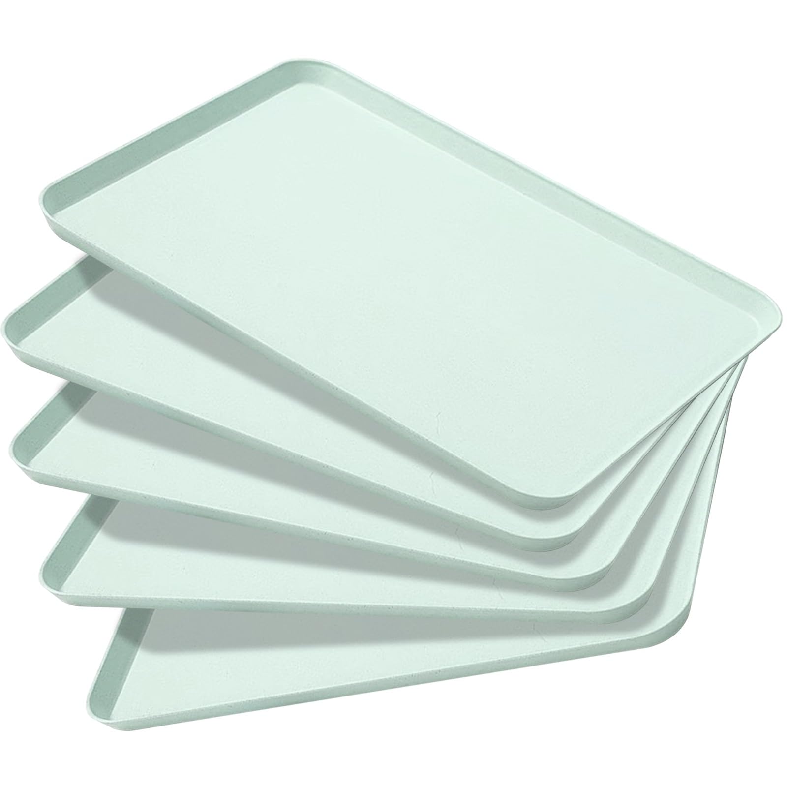 Plateaux de service rectangulaires pour salle de bain et repas vert 5pcs