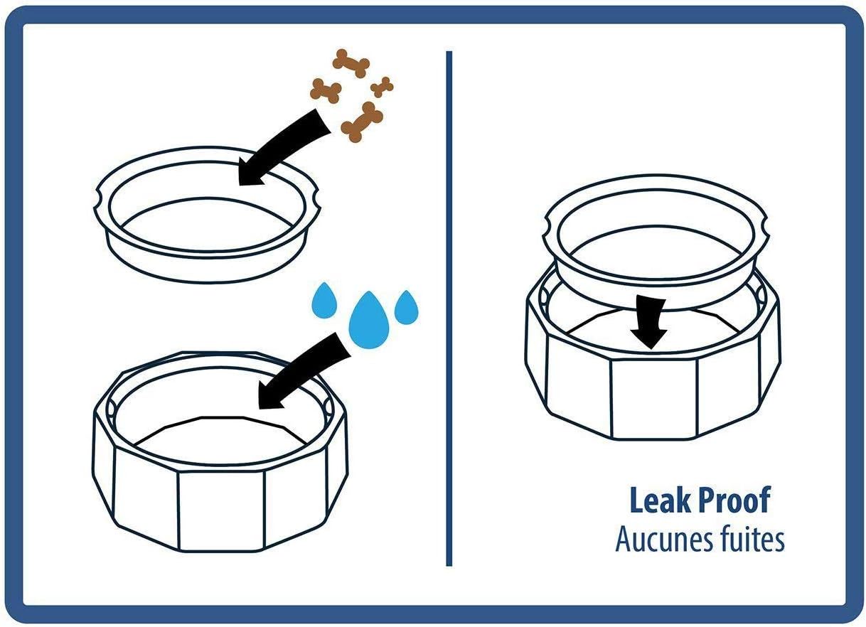 ALL FOR PAWS 2 in 1 Dog Food Water Bowl Pet Spill Free Bowl Portable Travel Puppy Dish Carry Up to 650ml