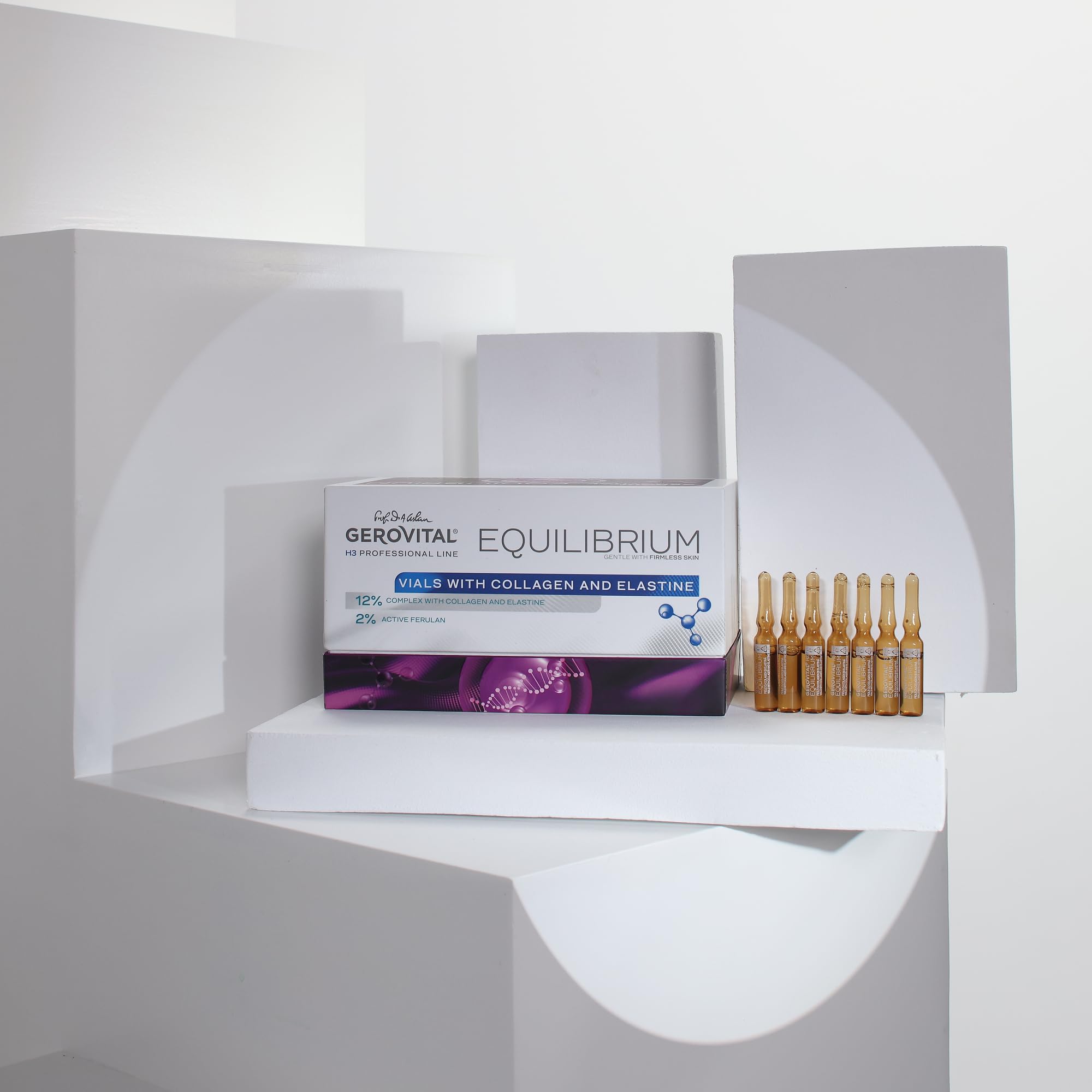 Fiale Professionali con Siero 12% Collagene ed Elastina | Siero Intensamente Idratante e Antirughe | Protezione Antiossidante | Prodotto Professionale, Gerovital H3 Equilibrium 20 Fiale x 2 ml