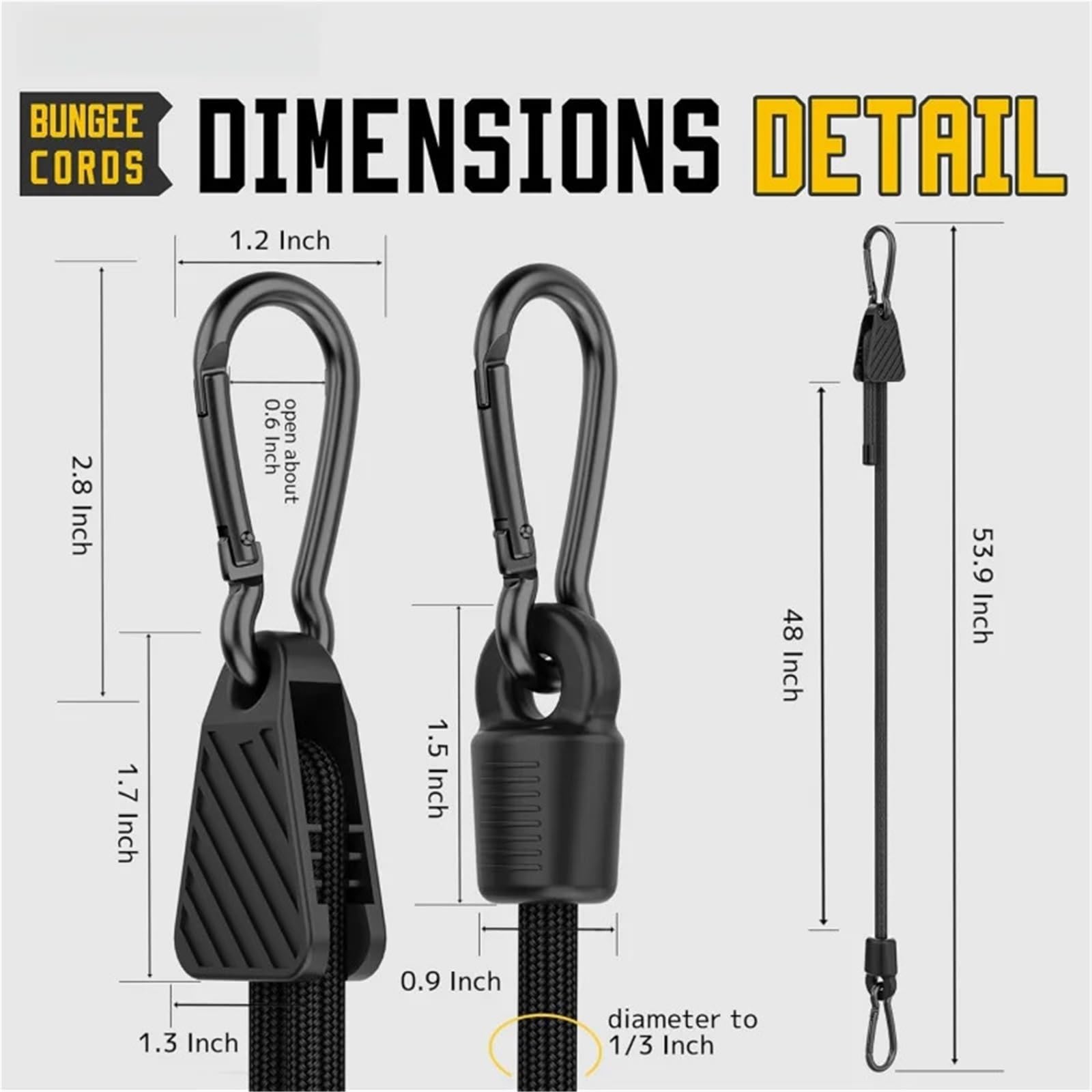 Expander Mit Haken Bungee-Seil mit elastischen Haken | Verstellbarer, robuster Spanngurt for Fracht, Camping, Zelt(6pcs Black,48in)