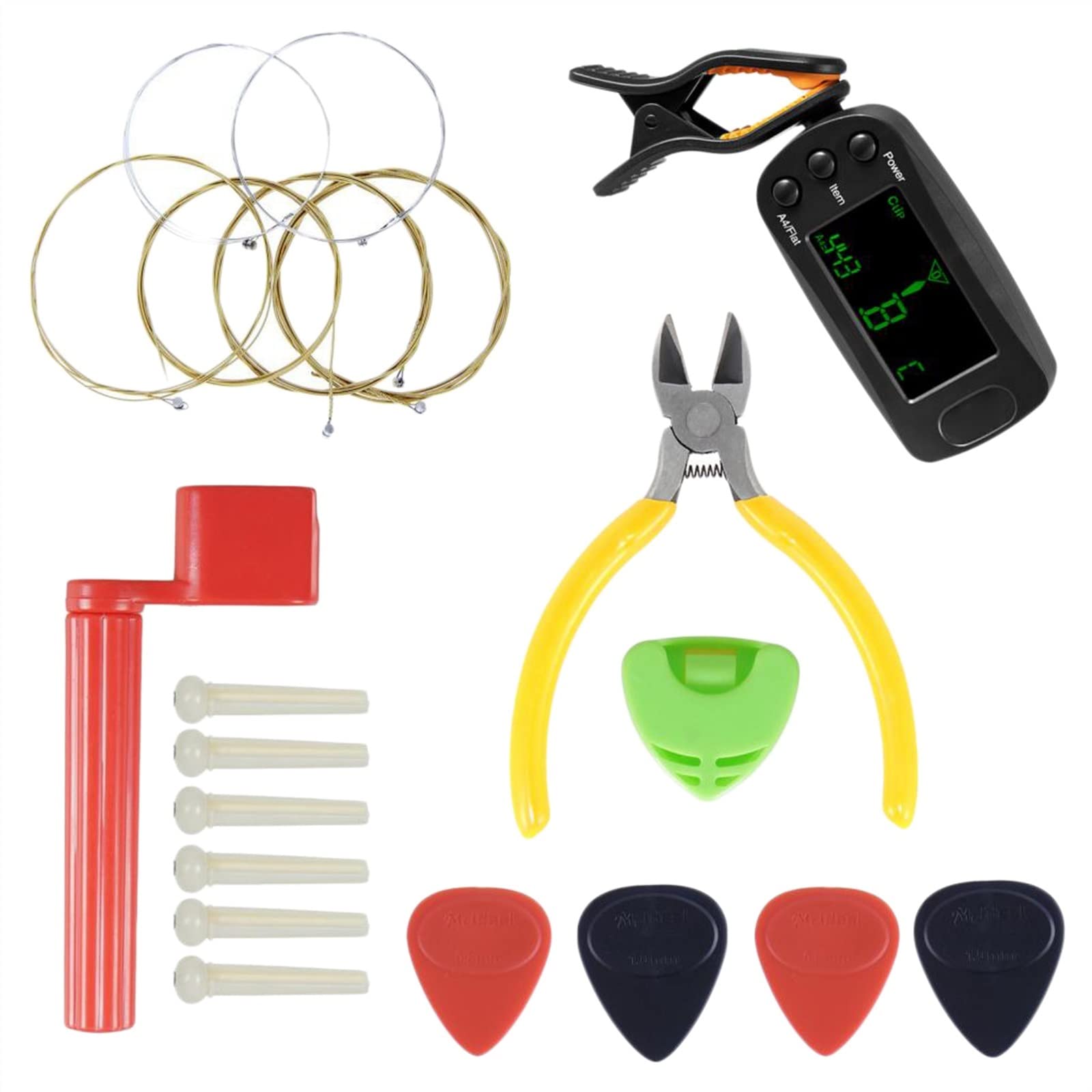 Herramientas De Guitarra Kit De Herramientas De Guitarra Acústica Profesional Pasadores De Puente De Guitarra Titular De Púas Cuerdas Sintonizador Winder