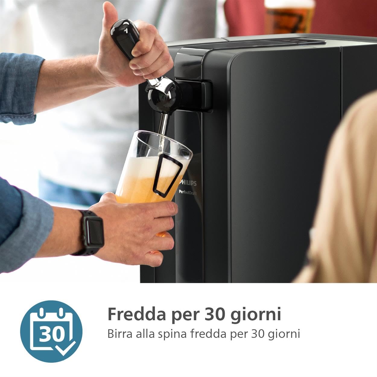Philips PerfectDraft Serie 5000 Spillatrice di Birra – Mantiene la Birra a 3°C per 30 Giorni, Compatibile con Fusti da 6L, Raffreddamento Rapido in 12 Ore, Indicatori LED Integrati (HD3760/90)
