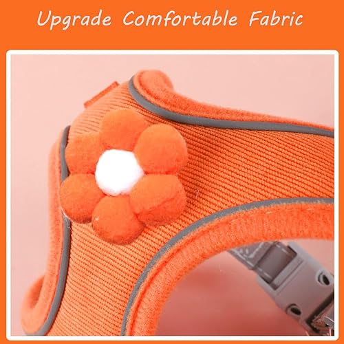 Miniatura 5 de Juego de arnés y correa para perro pequeño, correa reflectante, chaleco seguro para la noche, para cachorros, decoración de flores, cinturón de