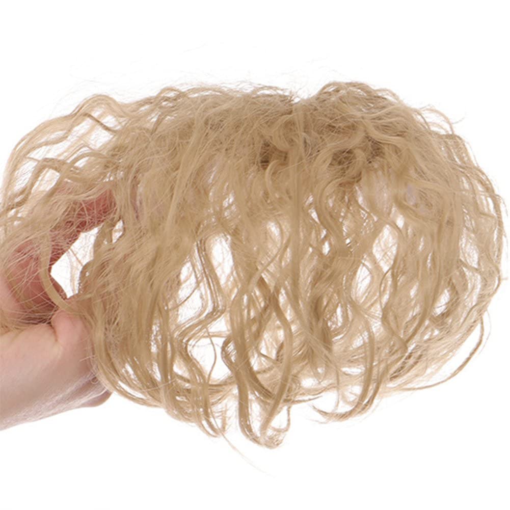 Wudaizhi Women's Taupe Human Hair Topper Curly Wavy Toupee Clip In Hair Extensions Hairpieces Hair Replacement With Bangs For