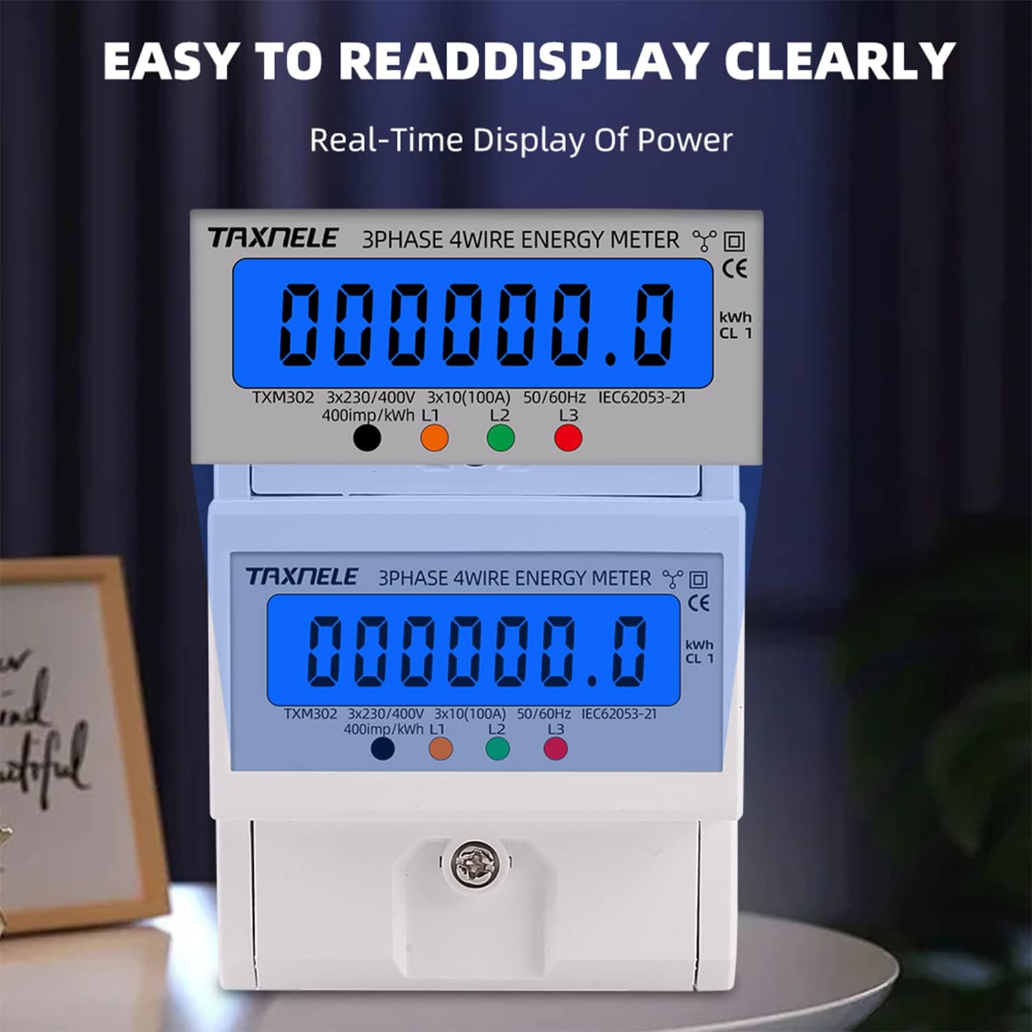 Digitaler Stromzähler, DIN-Schienen-Montage, dreiphasiger Stromzähler, vier Drähte, Wattmeter, Stromverbrauch, elektronisch, Wattmeter kWh 100 A AC 50 Hz 60 Hz LCD-Hintergrundbeleuchtung 380 V