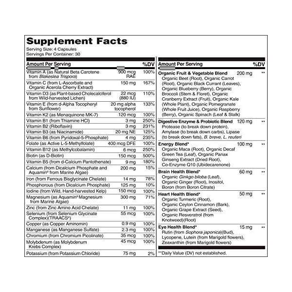 NATURELO-Whole-Food-Multivitamin-for-Women-with-Vitamins-Minerals-Organic-Extracts-Supplement-for-Energy-and-Heart-Health-Vegan-Non-GMO-120-Capsules NATURELO Whole Food Multivitamin for Women - with Vitamins, Minerals, & Organic Extracts - Supplement for Energy and Heart Health - Vegan - Non GMO - 120 Capsules