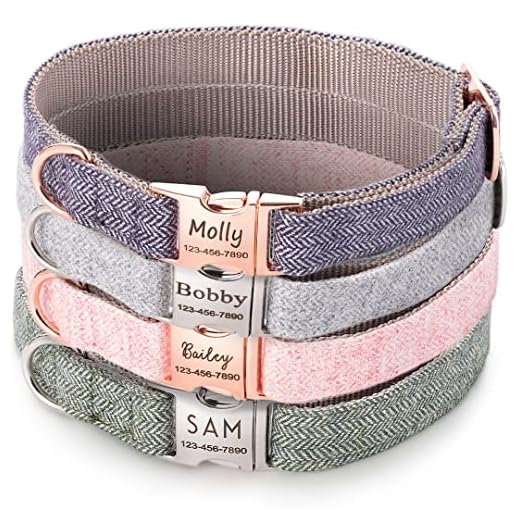 Dog Collar Personalized Gifts for Dog Mom Custom Pet Name Engraved Collar for Cat Puppy Kitten Gifts Silver Rosegold Safety Buckle and Cotton with Contacts Mothers Day Gifts -ACL