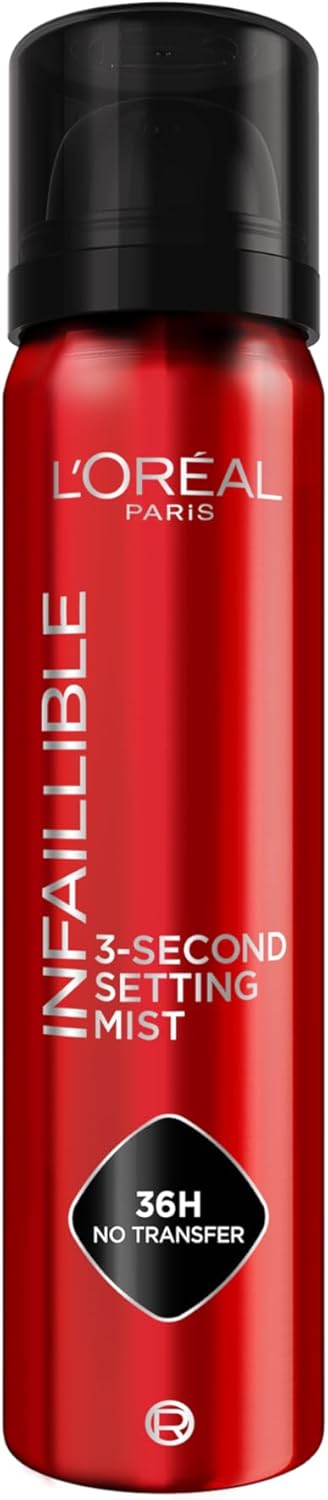 L'Oréal Paris Spray Fijador de Maquillaje Infaillible, Resistente al Agua, Se mantiene hasta 36h, 75 ml