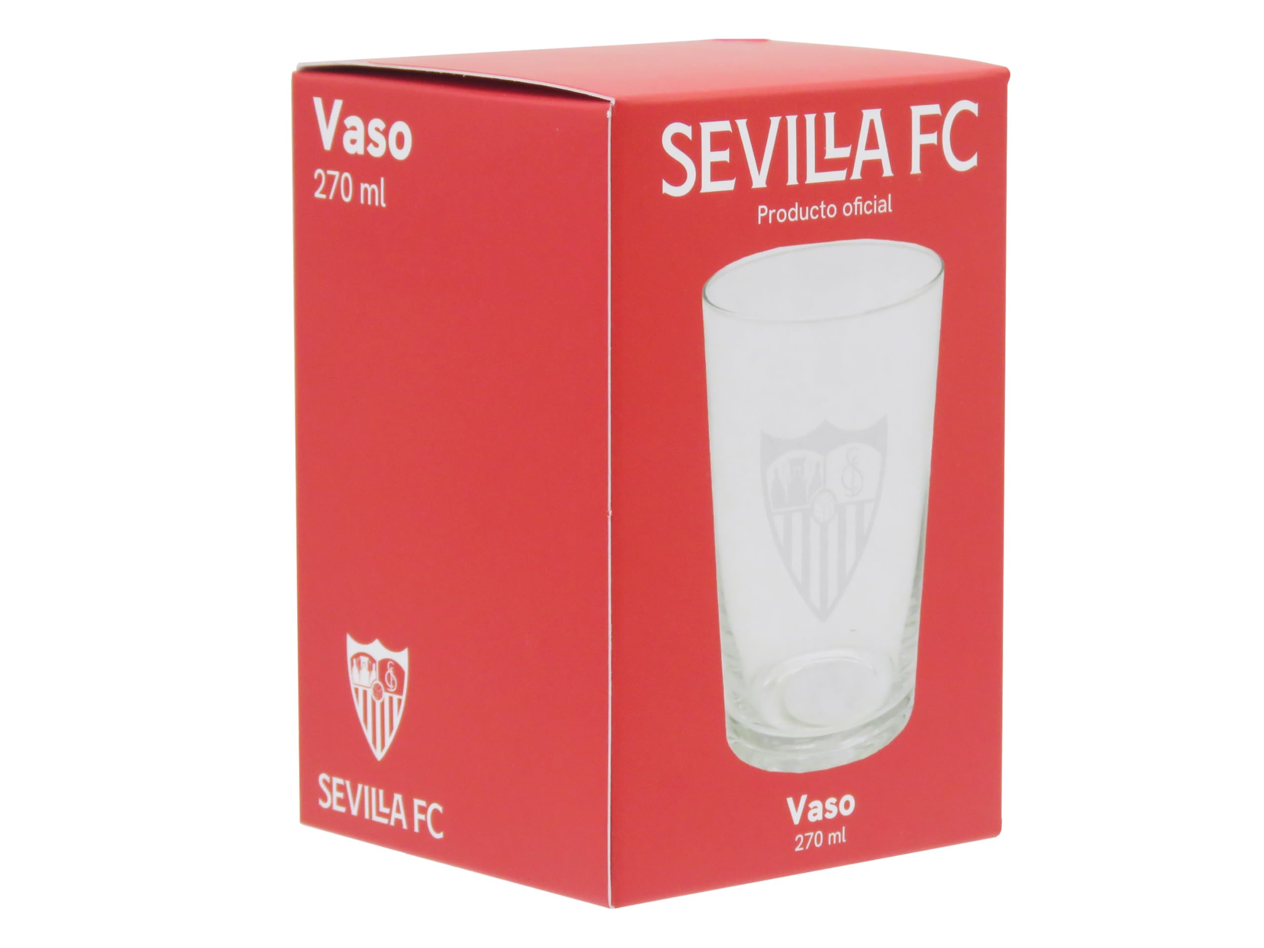 Sevilla FC Bicchiere da Acqua Vetro 270ml Lavabile in Lavastoviglie Microonde Prodotto Ufficiale