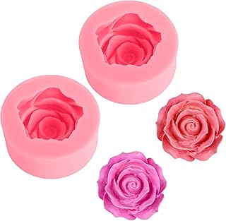 2Pcs Flower Molds Silicone, 3D Rose Mold for Cake, Chocolate, Jelly, Candle & Handmade Soap, Durable Molds for Baking and Crafts(Pink)