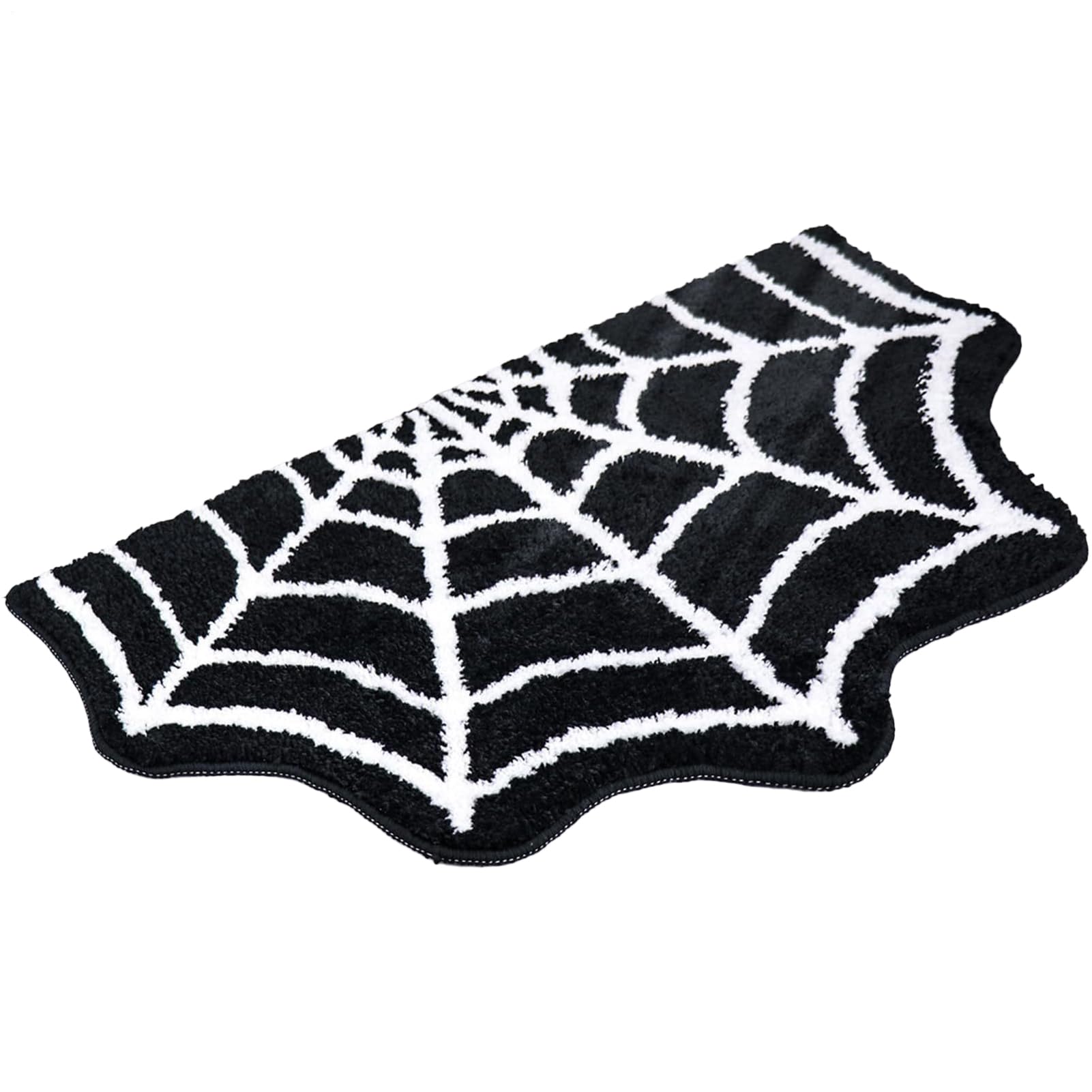 Tapis de salle de bain motif toile d'araignée gothique noir antidérapant pour entrée