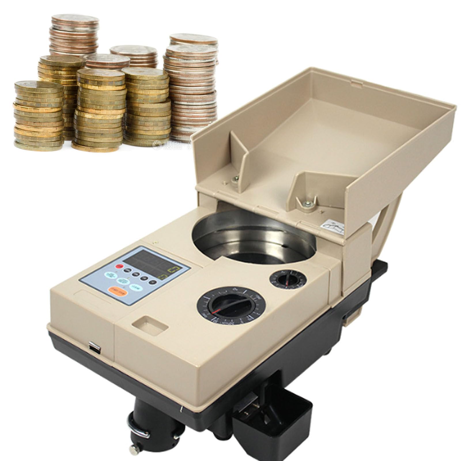 SICWEDIM Coin Counting Machine, Automatic Coin Counter, Electric Coin Sorter, 1200 Coins/Minute Coin Sorter, Holds 2000 Coins