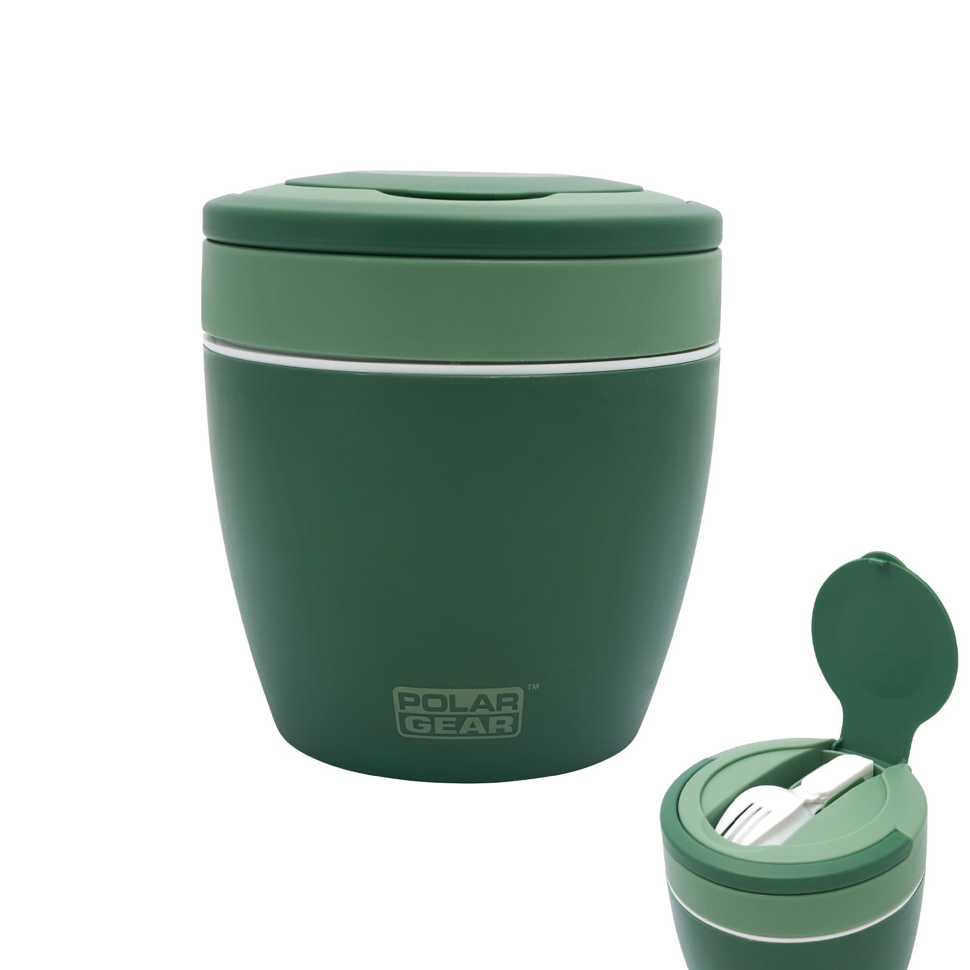 Polar Gear Microwavable Food Containers with Fold Away Cutlery, Polypropylene, 500 milliliters, Green