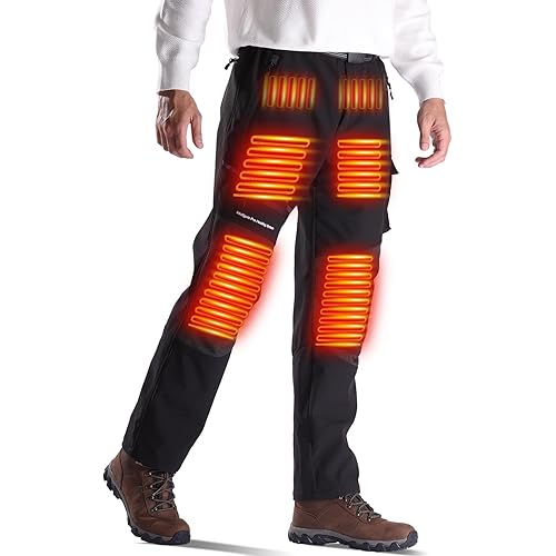 Heated Pants with 20000mAh Battery Pack Electric Heated Snow Hiking Pants Winter Softshell Outdoor Trousers