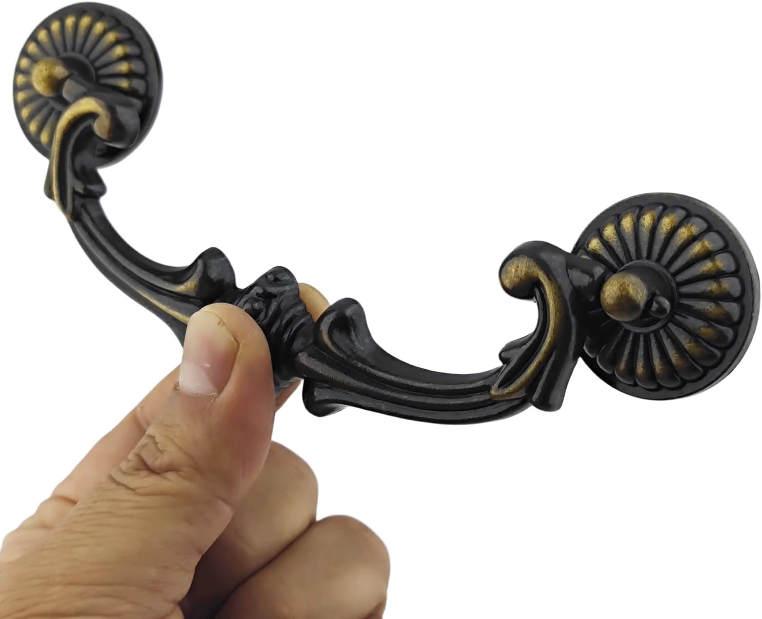 10-Pack 5" C-C (5 Inch Centers) Bail Drawer Pull Drop Handles Dresser Handle Cabinet Pull Hardware Vintage Style Antique Brass 128 mm Centers (10,Antique Brass)