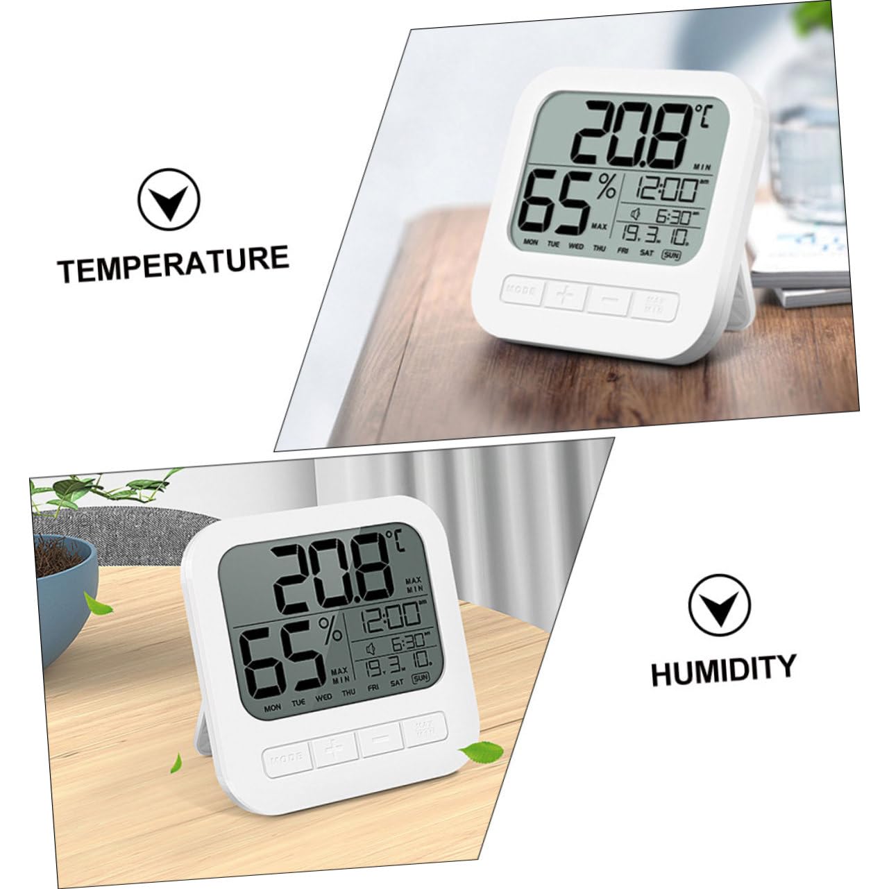Toddmomy 2pezzi Termometro Igrometro Digitale Per Interni Misuratore Di Temperatura e Umidità Ad Alta Precisione Con Display Lcd Retroilluminato Funzione Allarme e Design Da Parete Ottimo