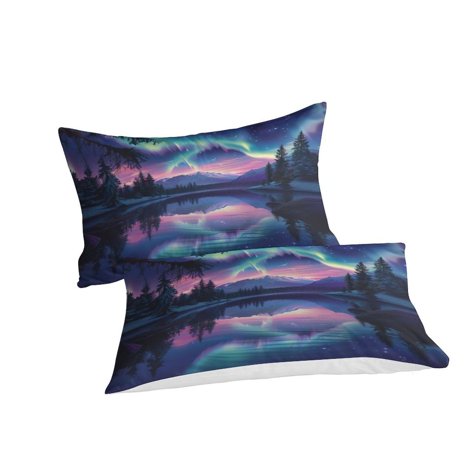 Stampato in 3D Aurora norvegese Copertina Stampata Microfibra Disegnata Biancheria Da Letto Stile Morbido Con 2 Federe,Double（200x200cm）, Per Ragazzi Adulti