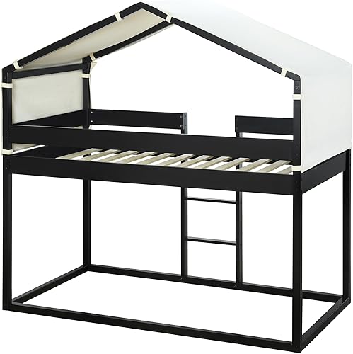 Miniatura 6 de CITYLIGHT Cama tipo loft para niños con tobogán base de cama individual cama tipo loft con tobogán para niños cama tipo loft baja de madera