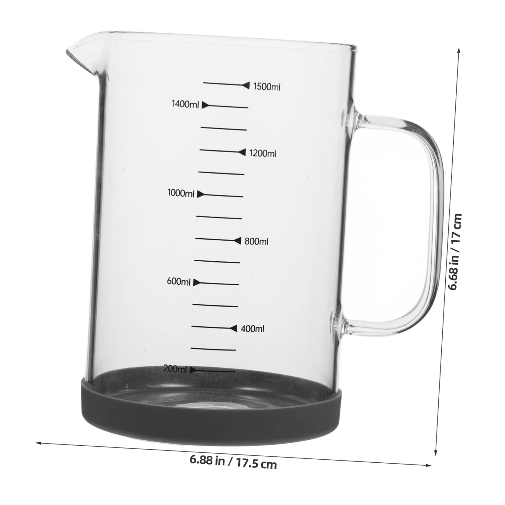 Bicchiere Misuratore in Vetro 1500ml con Scala per Cucina