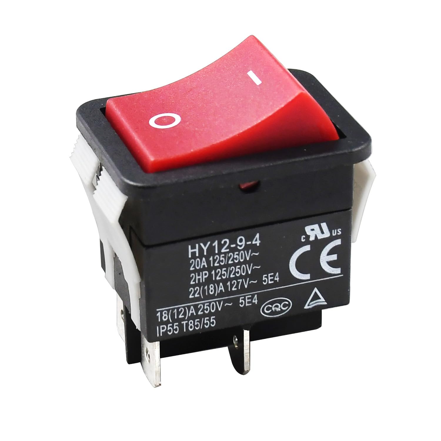 Rocker Switch HY12-9-4 On/Off Push Button Switch 4 Pin IP55 125/250V 20A 2HP Compatible with Electric Welding Machine and Household Appliance Rocker Switch HY12-9-4