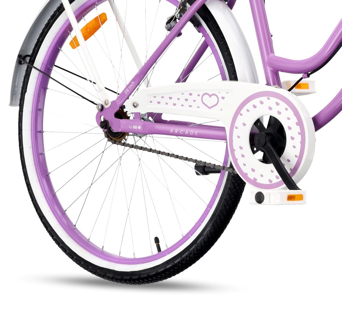 sun baby HEART BIKE Bicicletta da città donna 26 pollici, bici per donne adulti 26" - 7 marce, freni V-Brake, telaio in acciaio, portapacchi, parafanghi