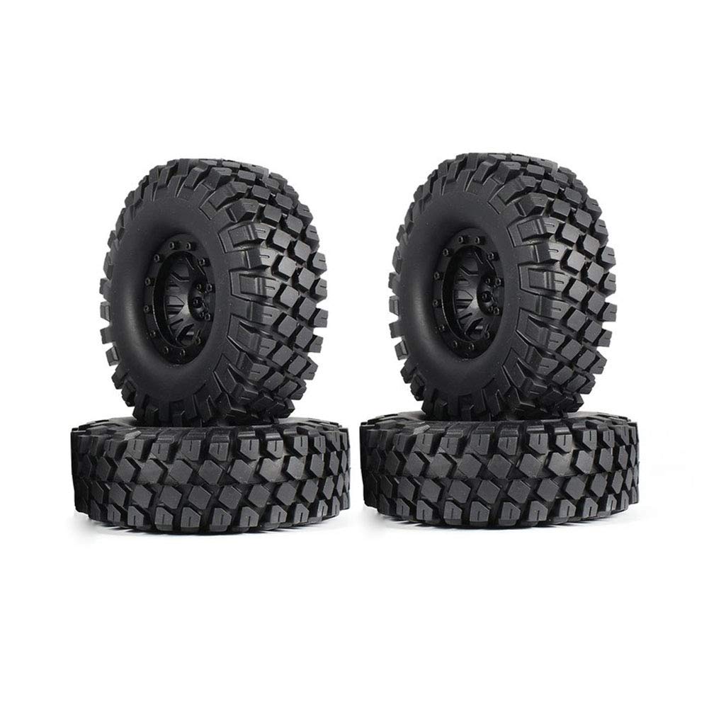 KEEDA 1,9 Zoll Metal Beadlock Felgen mit Gummi Reifen für 1/10 RC Crawler Axial SCX10 90046 90047 Tamiya CC01 D90 TF2 (Schwarz)
