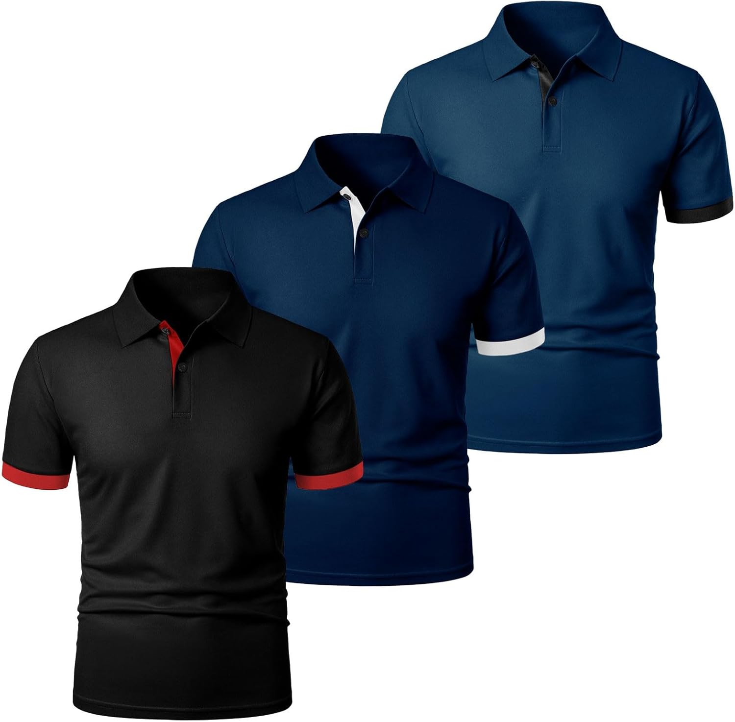 Mens Polo Shirts 3 Pack Plus Size Golf Tshirts Outdoor Sports Collar Tee Short Sleeve Summer Trendy Casual Plain Tops