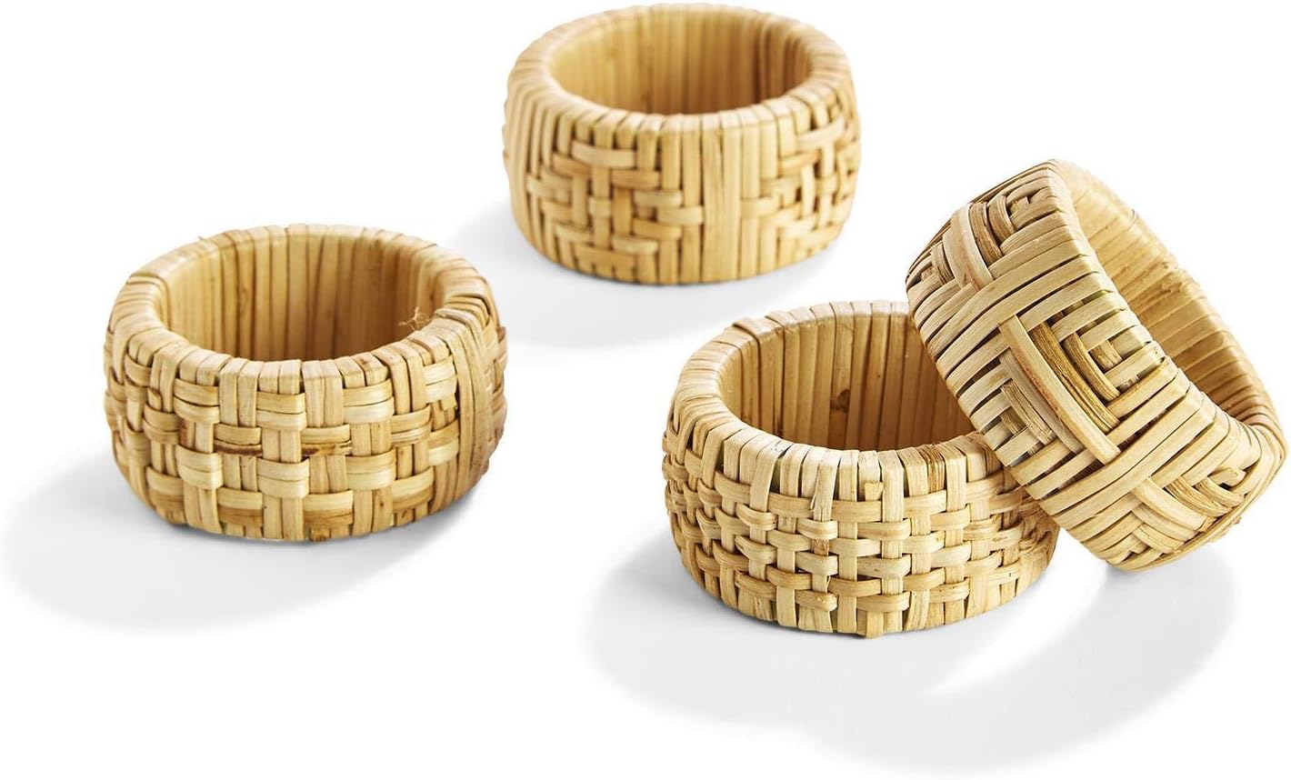 Two's Company 53149 Cane Napkin Ring Set of 4
