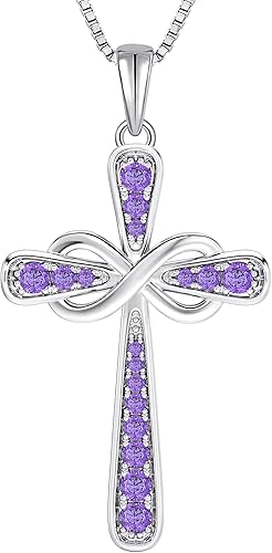 YL - Collar con cruz, dije de infinito de plata de ley 925, joyería religiosa cristiana, regalo de bautismo