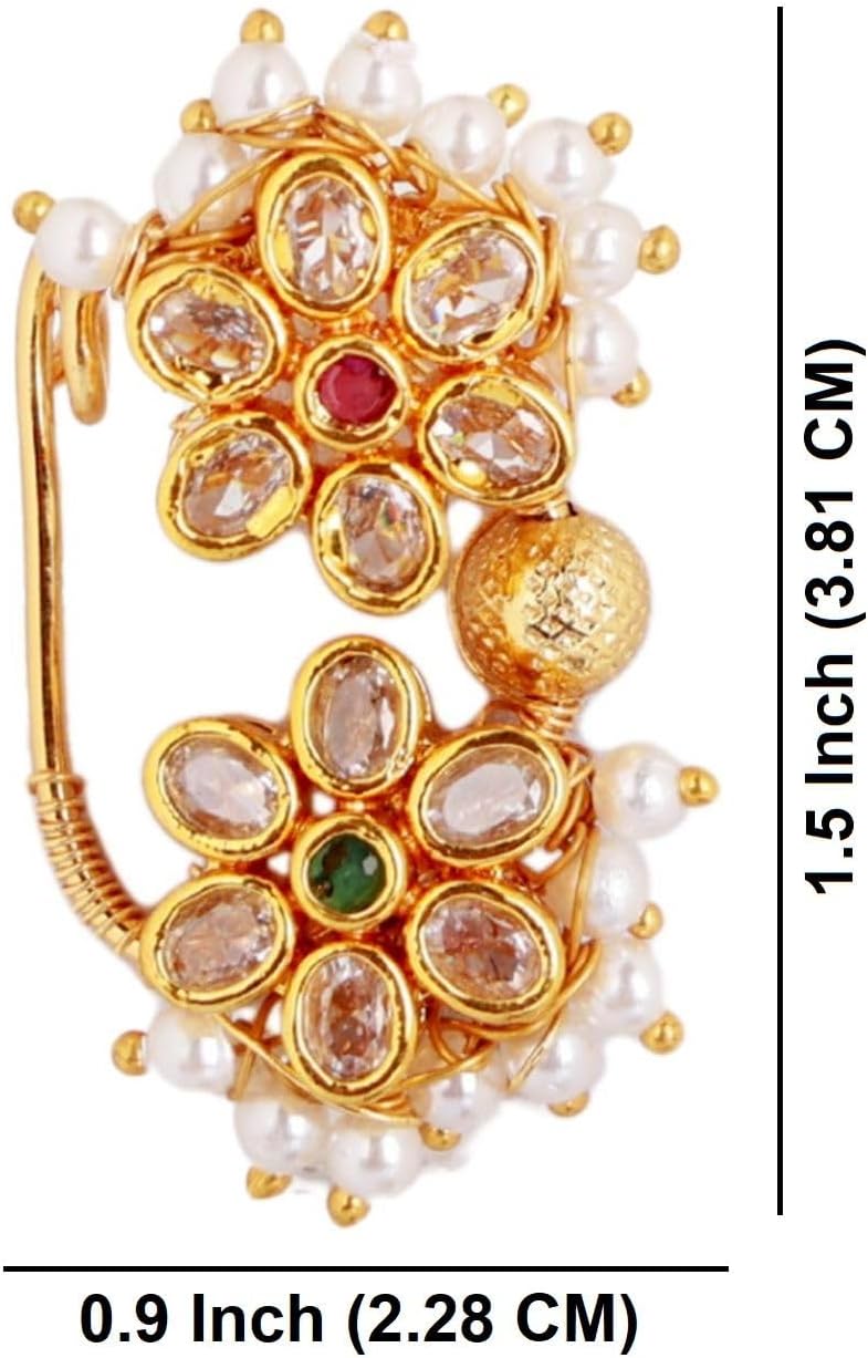 Efulgenz Indian Jewelry Nath Nathani Fake Nose Ring Stud Pin Non Piercing
