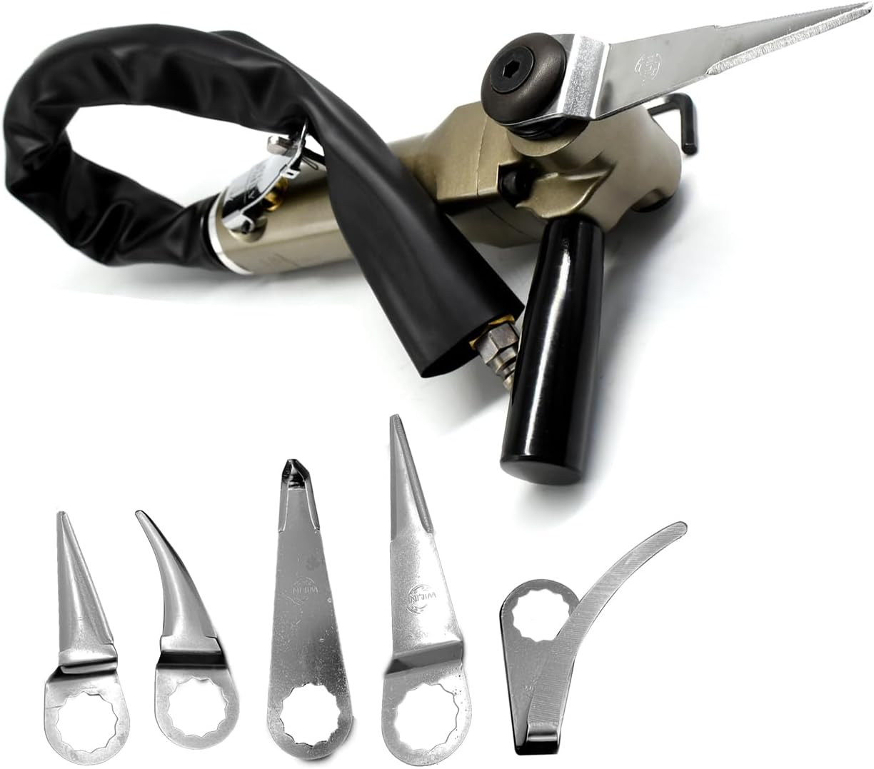 Air Windshield Remover Pneumatic Window Seal Cutter for Removing Glued Auto Glass, Car Windows, Windscreens – with 4pcs Windshield Cutting Blades