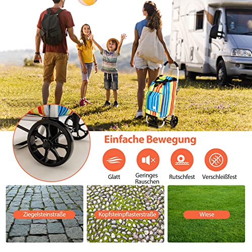 GOPLUS Einkaufstrolley klappbar, Einkaufswagen mit Rollen, Einkaufswagen mit Abnehmbarer Tasche für Lebensmittel – Bild 8