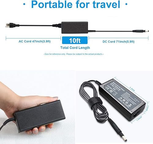 Miniatura 3 de Cargador de 19.5V 3.33A 65W compatible con HP Pavilion TouchSmart Sleekbook 14-B109WM 15-B129WM 15-B119WM 15-B142DX 15-B143CL 14-B120DX 14-b000