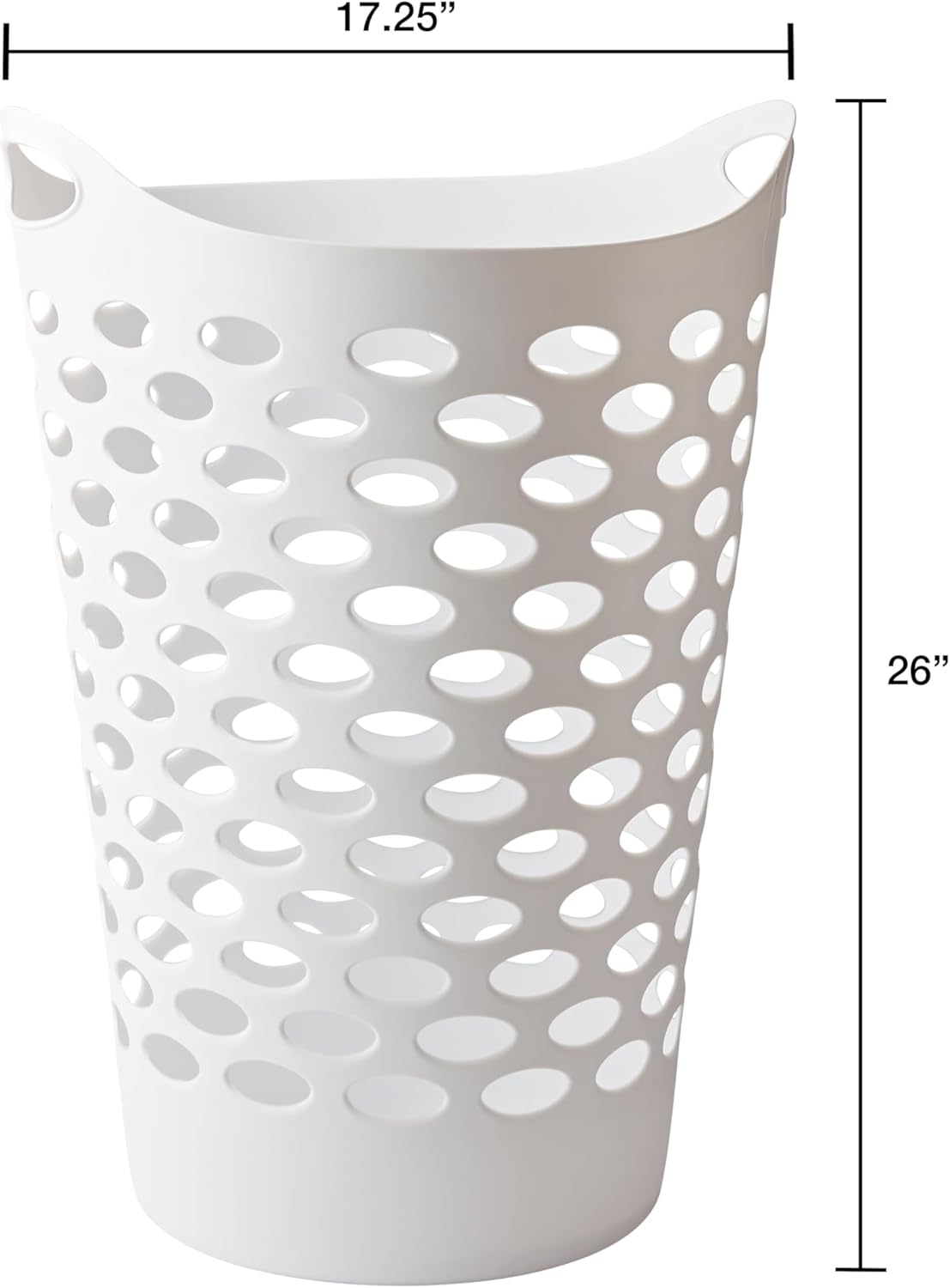 (2-Pack) 2.2 BUSHEL Flexible Laundry Basket, Lightweight and Easy to Clean，Tall Plastic Hamper for Clothes，Bedroom and Storage - Portable Circular Laundry Basket with Handle，White