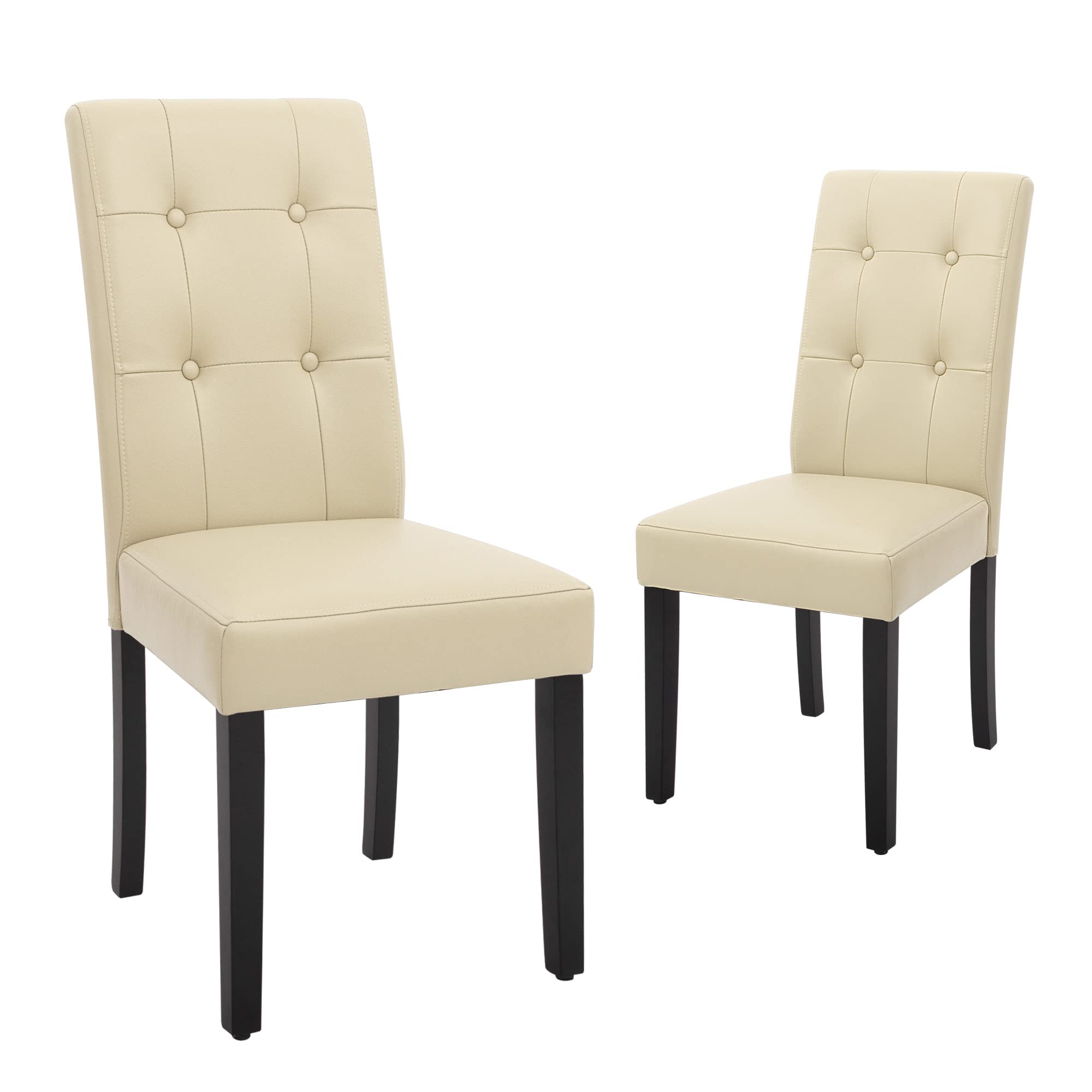 CangLong Solid Wood Button Tufted Upholstered Parsons Chair for Living