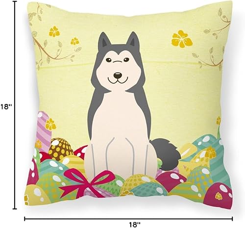 Miniatura 3 de Caroline's Treasures BB6025PW1818 Huevos de Pascua Laika Spitz de Siberia Occidental Almohada decorativa de tela lavable a máquina, almohada