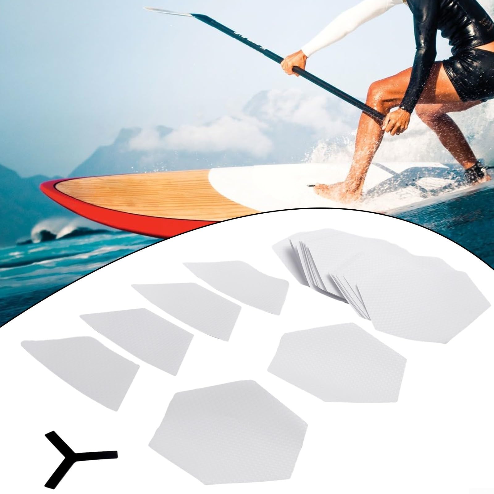 Tappetino trasparente per tavole da surf e paddle, confezione da 22 pezzi, trasparente, con adesivi antiscivolo, impermeabile, kit di accessori antiscivolo fai da te