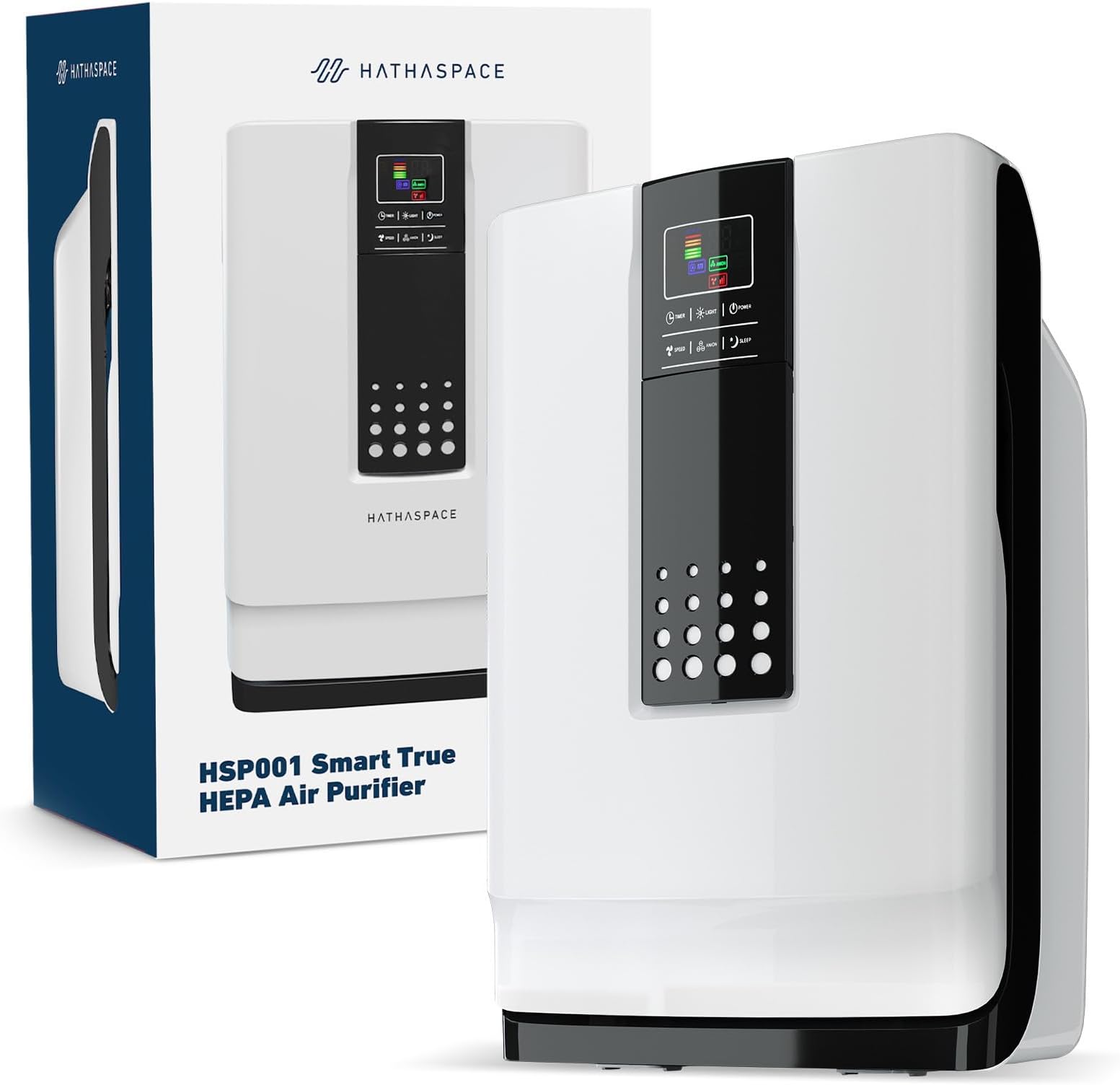 HATHASPACE HSP001 True HEPA Air Purifier for Home, Removes 99.9% of Dust, Smoke, Pet Dander, Odors, VOCs, Covers Up to 700 Sq. Ft, Quiet Air Cleaner with Smart Sensor for Bedroom & Large Rooms